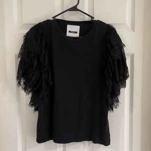 *SOLD* Dimora women black lace sleeve t shirt